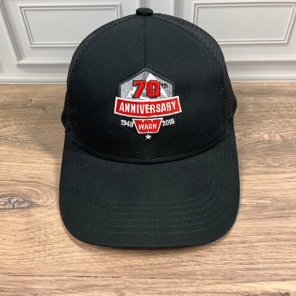 Warn Industries 70th Anniversary Trucker Hat Men Port Authority OSFA Black Mesh